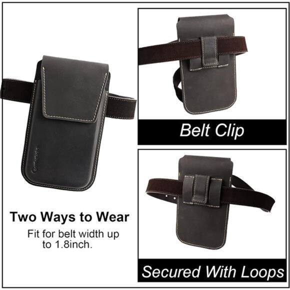 Leather Cell Phone Holster with BeltClip,Flip Case for iPhone 14 13ProMax,Holder - Picture 4 of 7